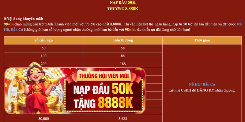 Nội dung khuyến mãi nạp đầu cực hời